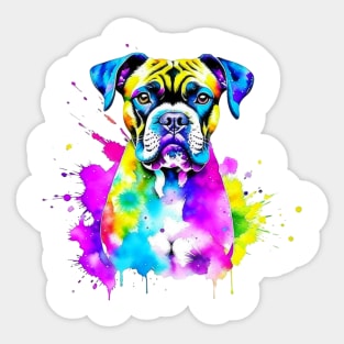 Colorful Boxer Dog Splatter Art - Energetic Canine Delight Sticker